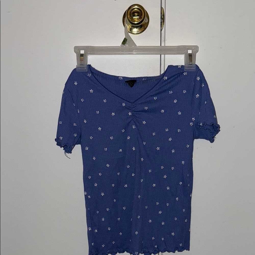Art Class Blue Ribbed Fitted Short Sleeve Tee